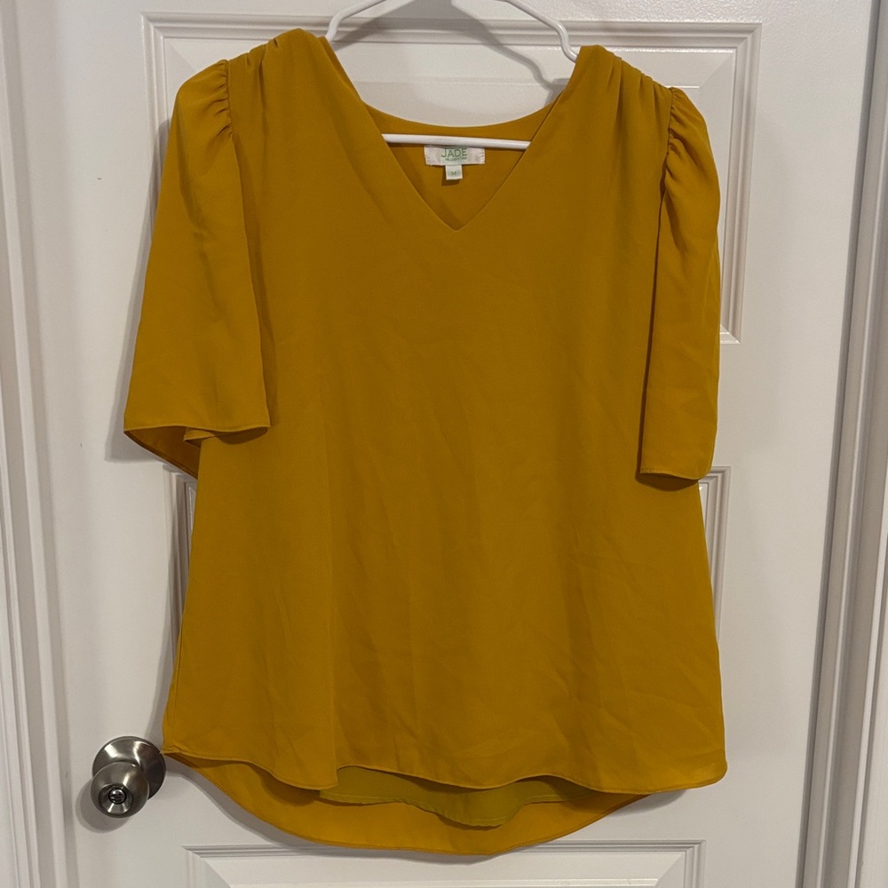 Elegant Mustard V-Neck Blouse